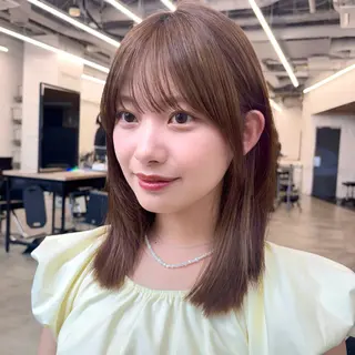 ミディアム カラー 顔まわり🥨レイヤー /透明感/水口舞奈のヘアスタイル