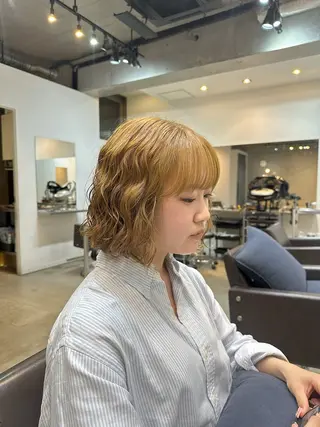 ミディアム カラー パーマ 🌀お洒落パーマ／ 髪質改善／たいき🌀のヘアスタイル