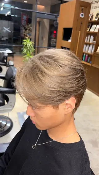ミディアム カラー パーマ メンズ キッズ 池田海斗/メンズカラ /ブリーチ特化のヘアスタイル