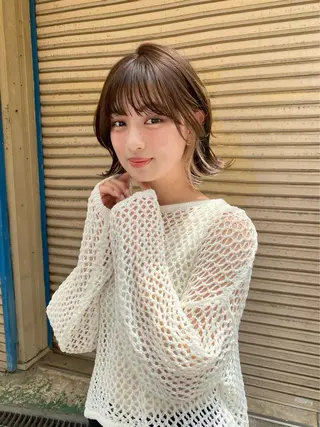 ミディアム カラー パーマ ヘアアレンジ メンズ キッズ ネイル マツエク・マツパ アイブロウ ハイライト、レイヤー カット/西梅田/中西のヘアスタイル