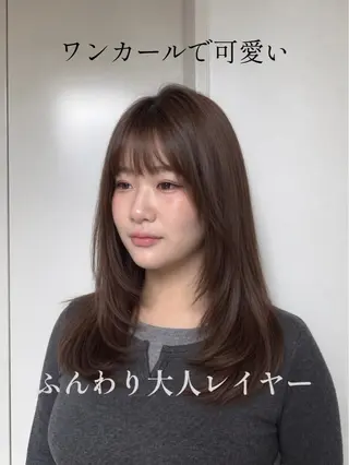 セミロング レイヤーカット/透明 感カラー KANONのヘアスタイル