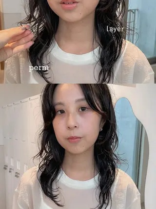 ミディアム パーマ 抜け感ボブ×パーマ |kazaneのヘアスタイル