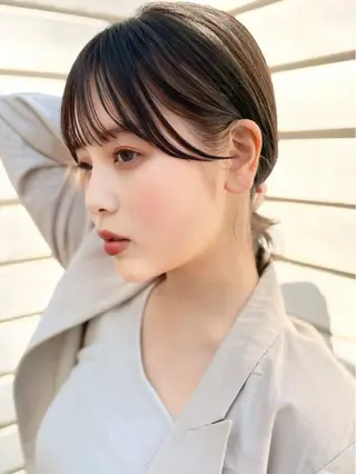 ショート 縮毛矯正/小顔前髪 ボブ 秋本凌汰のヘアスタイル