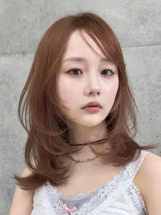 カラー セミロング 髪質改善/韓国ヘア /透明感カラー🧸のヘアスタイル