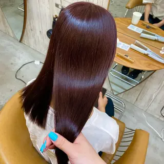 ロング カラー レイヤーボブ縮毛矯正 韓国RINAのヘアスタイル