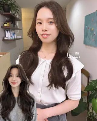 ロング カラー 【韓国レイヤー特化 ハッシュカット】のヘアスタイル