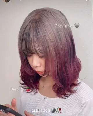 セミロング カラー ハイトーン、カラー 特化⟡.·すわ☁️のヘアスタイル