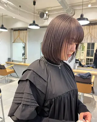 ミディアム カラー オリーブ/縮毛♡ Natsuno🩰のヘアスタイル