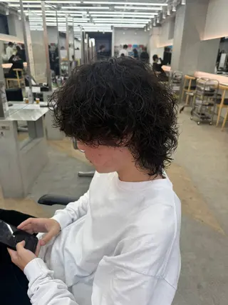 ミディアム カラー パーマ メンズ キッズ 栄💗メンズ｜似合せ パーマ｜haruのヘアスタイル