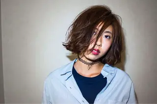 ミディアム 佐々岡 亮介のヘアスタイル