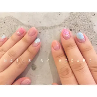 ショート カラー ネイル マツエク・マツパ illum hicariのネイルデザイン