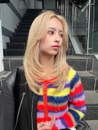 ミディアム 韓国✖️網紅🖤 パーマYURIYAのヘアスタイル
