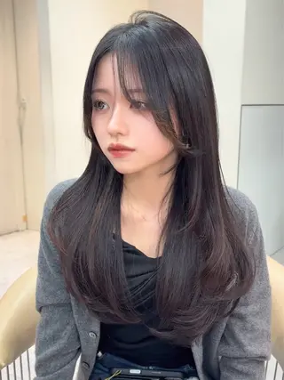 ロング 福岡縮毛矯正✨️ ストレート 向井和輝のヘアスタイル