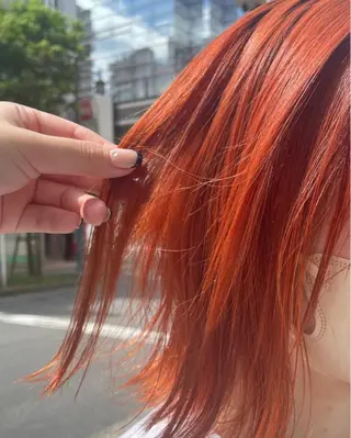 ロング カラー ボブ/暖色カラー コウボヒカルのヘアスタイル
