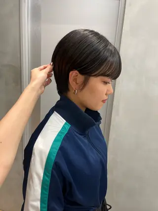ショート 縮毛矯正ボブ&顔まわ レイヤー♡TOMOEのヘアスタイル