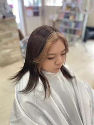 セミロング 艶カラー🫧/シール エクステRYOKAのヘアスタイル