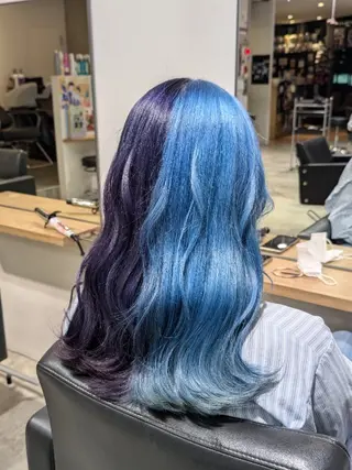 セミロング 推しカラー🦉にじさ んじカラー🌈🕒✨のヘアスタイル