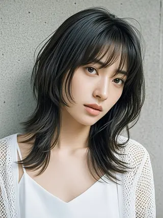 セミロング ウルフカット 811 大阪梅田 ウルフのヘアスタイル
