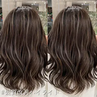 セミロング カラー ヘアアレンジ 白髪ぼかしハイライト 茗荷谷駅徒歩2分のヘアスタイル