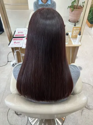セミロング カラー ベージュ/ダブルカラ ー/松崎/青柳萌果のヘアスタイル