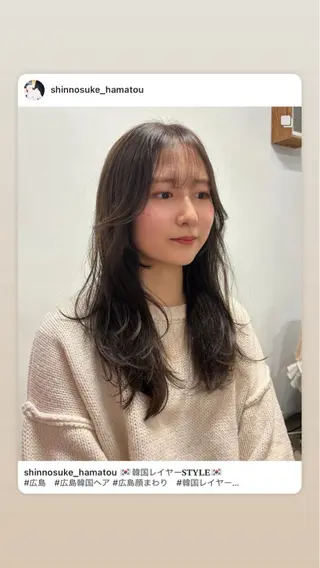 ミディアム カラー 【韓国レイヤー特化 ハッシュカット】のヘアスタイル