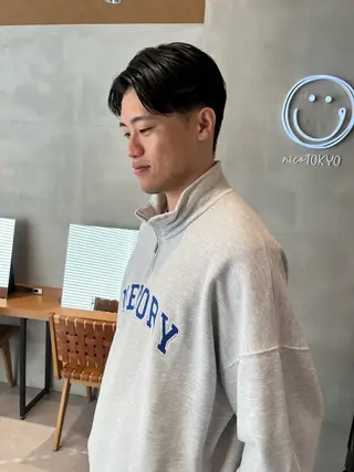 メンズ 縮毛矯正ボブ&顔まわ レイヤー♡TOMOEのヘアスタイル
