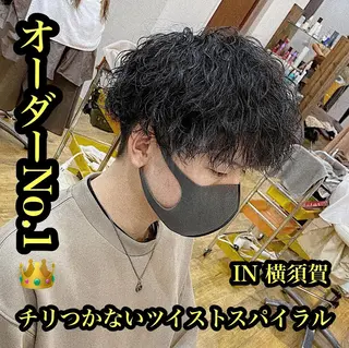 パーマ メンズ 原田 涼矢のヘアスタイル