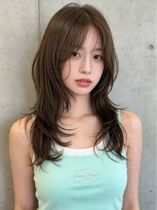 ロング 韓国レイヤーカット 🫧大阪梅田レイヤーのヘアスタイル