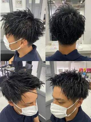 ショート カラー パーマ ヘアアレンジ メンズ 🔥メンズパーマ 特化 渡辺一翔のヘアスタイル