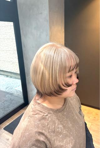 ショート カラー ヘアアレンジ 似合わせ/顔周り 💛Mayuka🧡のヘアスタイル