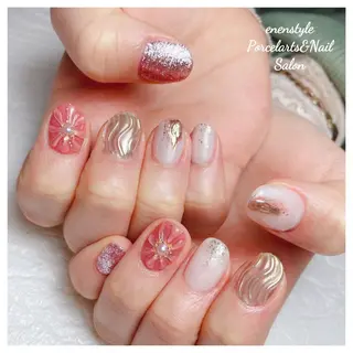 ミディアム ネイル 🐾enen style 🐾のネイルデザイン