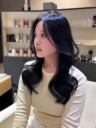 ロング カラー 柿田人和／韓国 ／ワンホンヘアのヘアスタイル