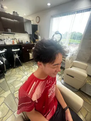 パーマ メンズ 👑縦落ちパーマ番長 💎Shoki/生駒のヘアスタイル
