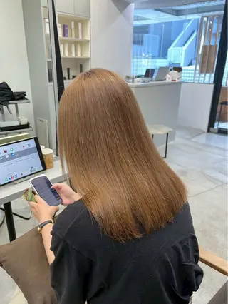 ミディアム 🍒モテ暖色カラー × うる艶✧ ゆなのヘアスタイル