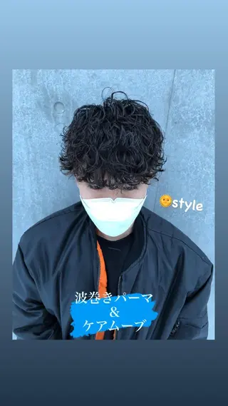 ショート パーマ メンズ TAIYO帯広/ メンズパーマ/波巻きのヘアスタイル