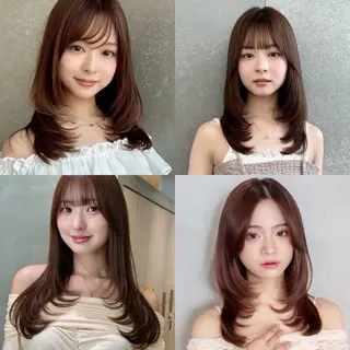 ミディアム カラー 水光カラー/韓国風 /レイヤー/山口のヘアスタイル