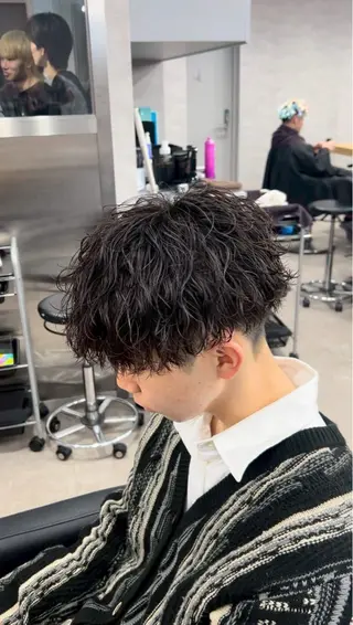 ショート カラー パーマ ヘアアレンジ メンズ キッズ 波巻き/シャドウ/ 特化 福田朝輝のヘアスタイル