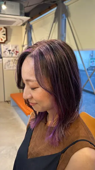 ミディアム カラー 梅田 拓実のヘアスタイル