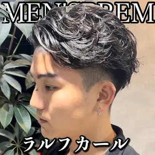ショート カラー パーマ メンズ センターパート マスターかずまのヘアスタイル