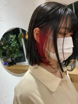 セミロング カラー mako/オリーブ /美容師アイリストのマツエク・マツパデザイン