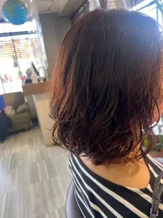 ミディアム 【南草津】髪質改善 ヘナカラー&縮毛矯正のヘアスタイル