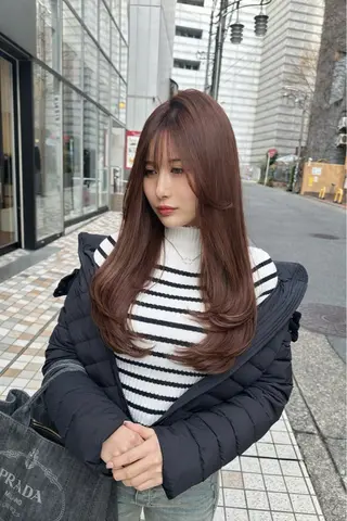 ロング カラー ✨ブリーチ無し 透明感HIDEのヘアスタイル