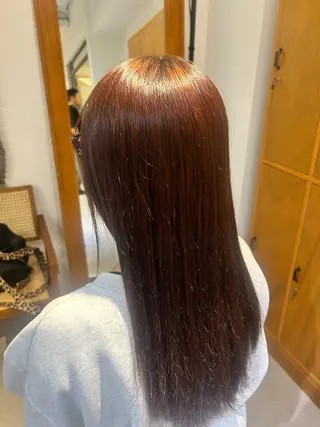 ロング 栄/海外風カラー/ ナチュラル縮毛のヘアスタイル