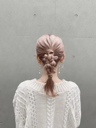 セミロング カラー ヘアアレンジ まつ毛パーマ/ ゆうかのマツエク・マツパデザイン