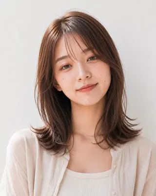 ミディアム ブリーチなし透明感 カラー🌷宮部楓奈のヘアスタイル
