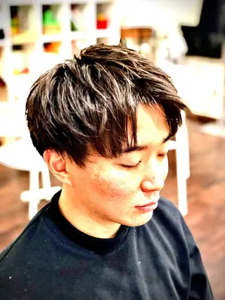 ショート カラー パーマ ヘアアレンジ メンズ men's特化　石井 貴章のヘアスタイル