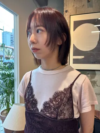 ミディアム カラー 永田 愛莉のヘアスタイル