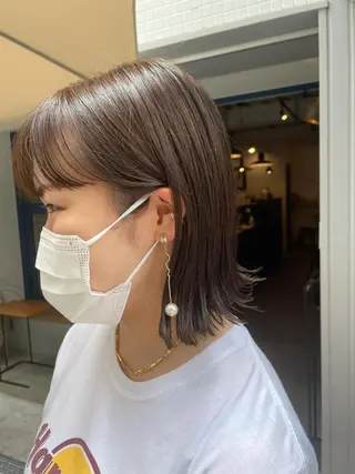 ミディアム カラー やまさきえりこ ニュアンスパーマのヘアスタイル