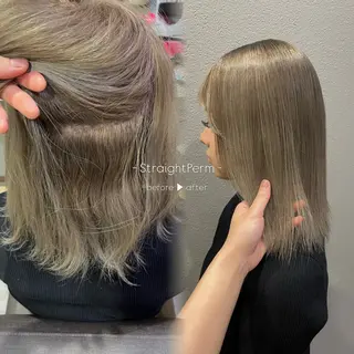 ミディアム オリーブカラー/ 縮毛矯正 マナミ🎀のヘアスタイル