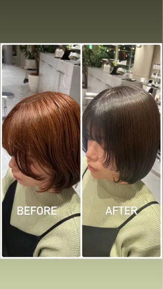 ミディアム カラー kako ショート ボブのヘアスタイル
